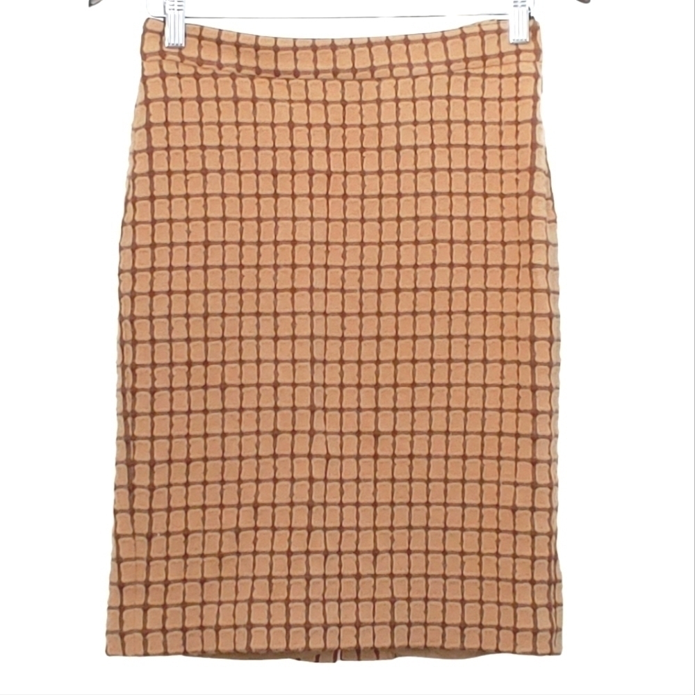 HOLT RENFREW Wool tan/brown retro vintage pencil skirt